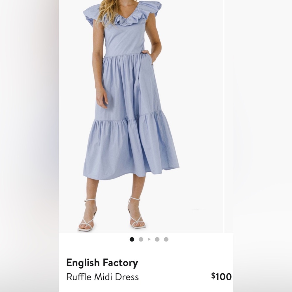 English Factory Light Blue Striped Midi Dress - Picture 8 of 8